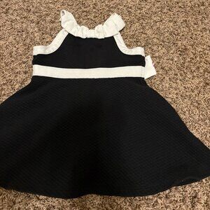 Janie and Jack Dress 2T Black White Trim Textured Cotton Blend Sleeveless Button